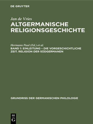 cover image of Einleitung – die Vorgeschichtliche Zeit. Religion der Südgermanen